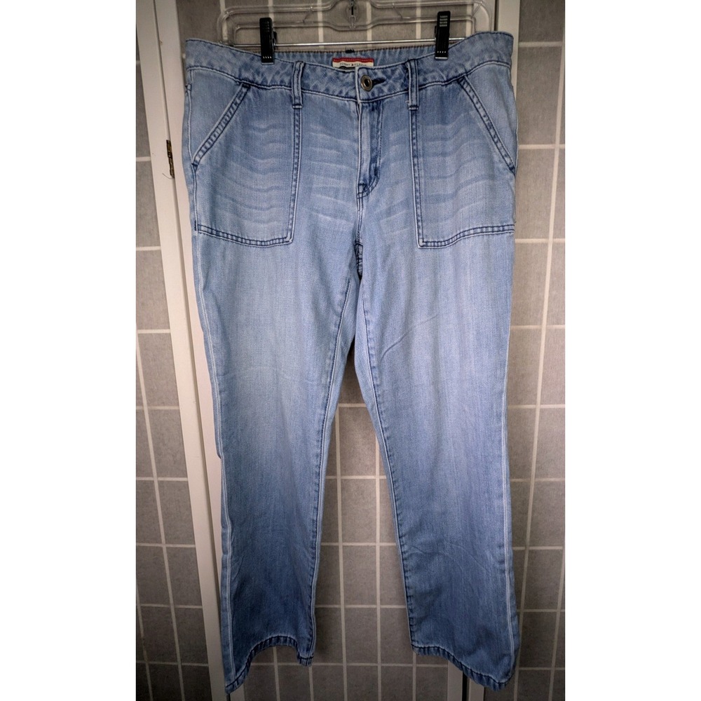 Tommy Hilfiger Womens Boyfriend Jeans Size 6 Light Wash Blue Denim Patch Pockets